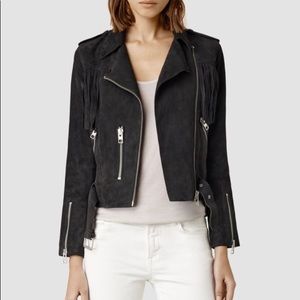 All Saints Tassel Suede Biker Jacket